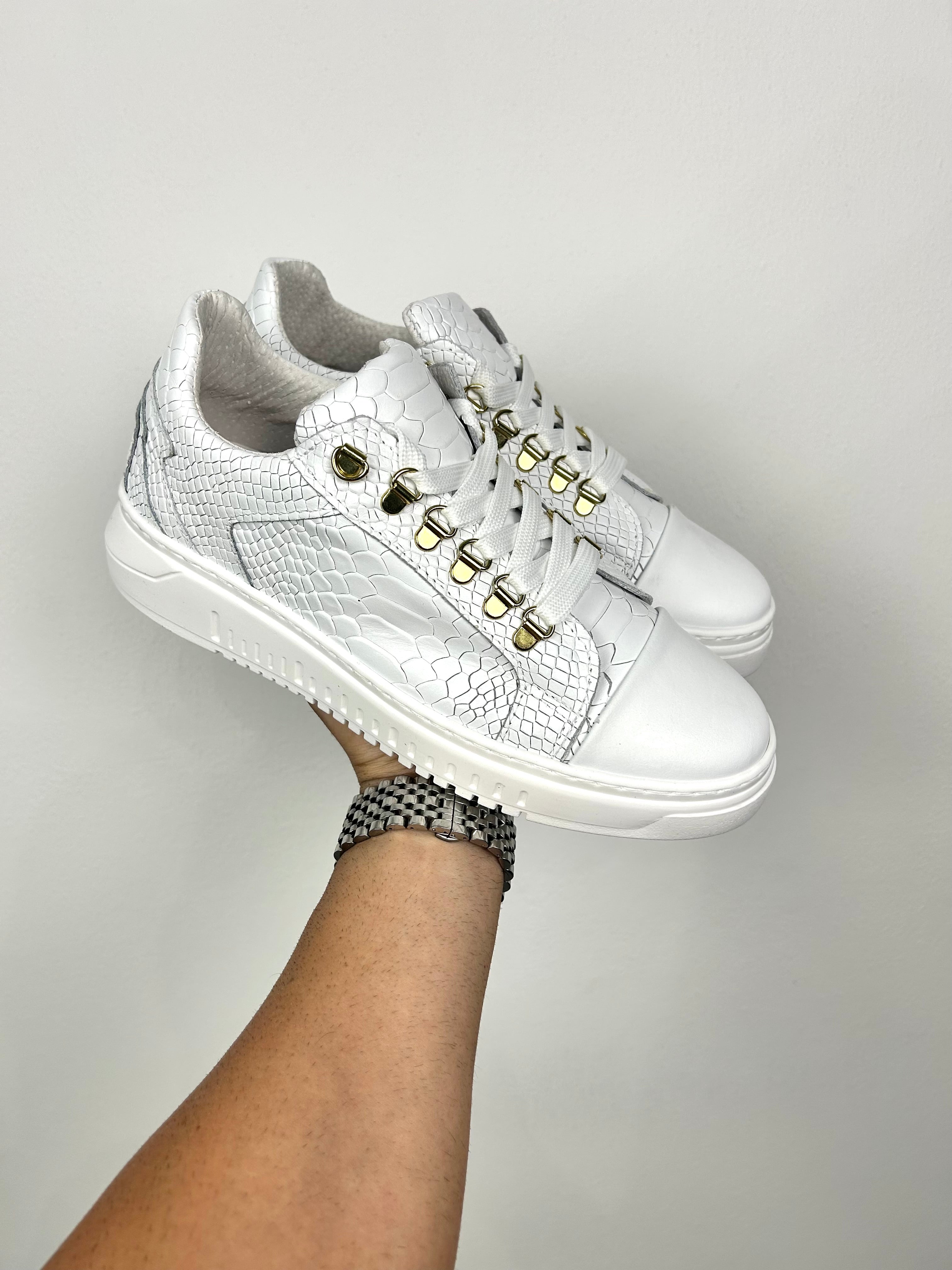 SNEAKERS ANACONDA BIANCO ORO