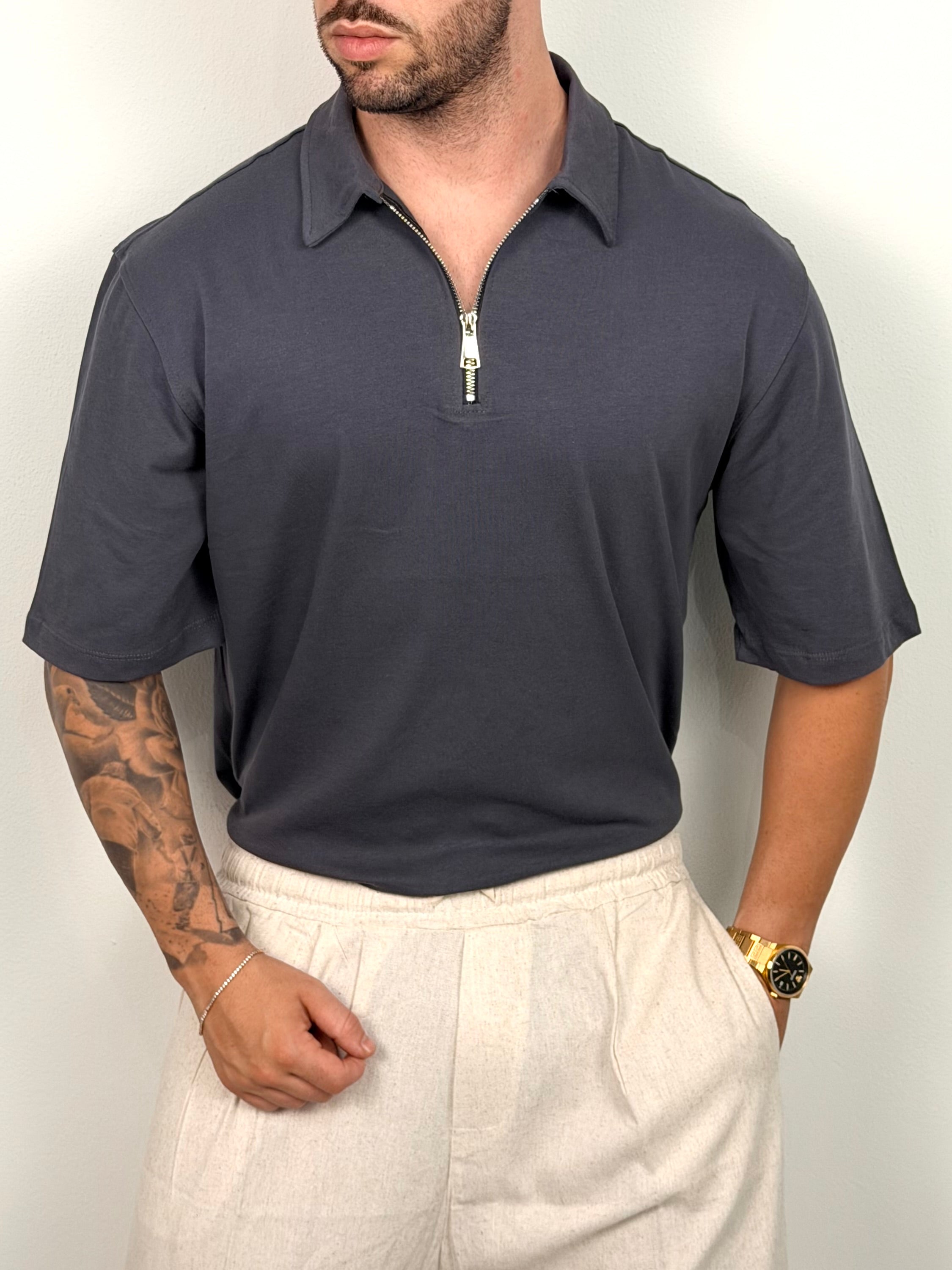 POLO COTTON OVER ZIP
